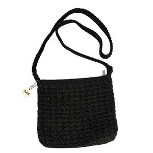 THE SAK Black Mini Woven Crossbody Bag